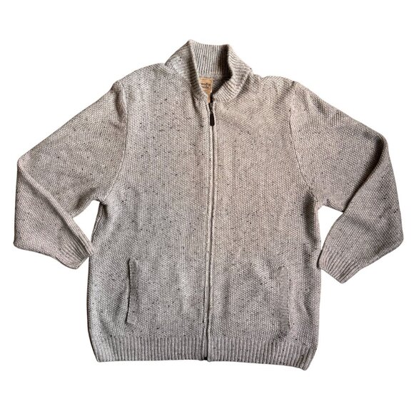 Vtg Scandia Woods Mens Gray Zip Cardigan Sweater L Grandpa Dad Ribbed Oversized - Picture 1 of 6
